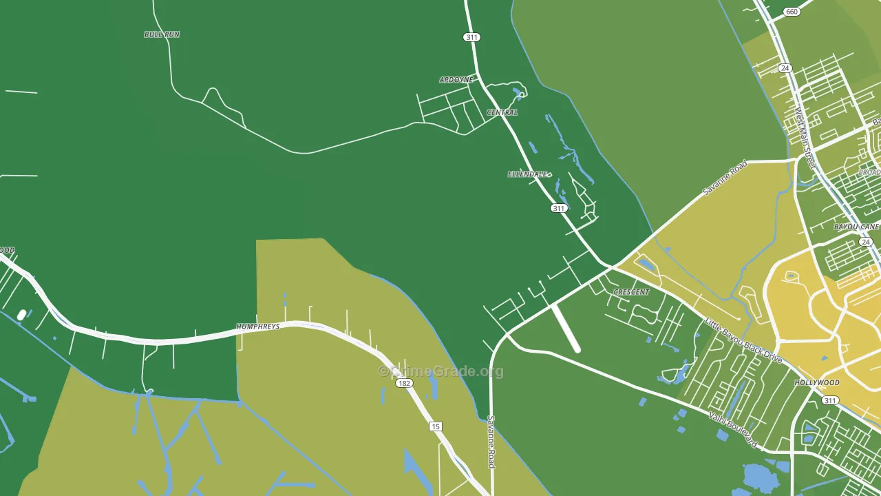 Crescent, LA Map of Vehicle Theft Rates