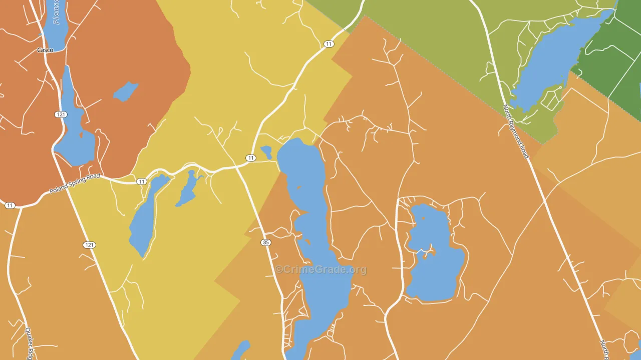Crescent Lake, ME Map of Vehicle Theft Rates