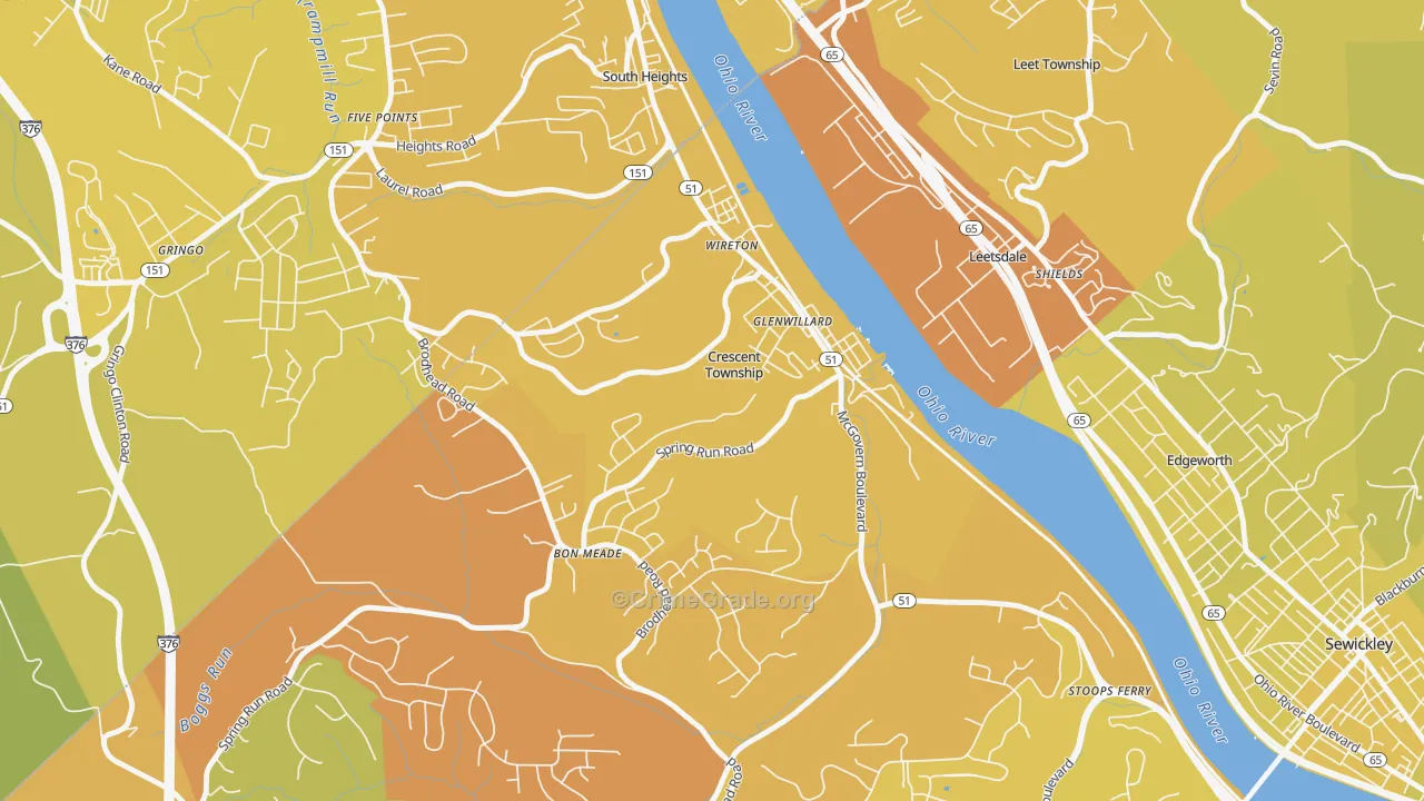 Crescent, PA Map of Vehicle Theft Rates