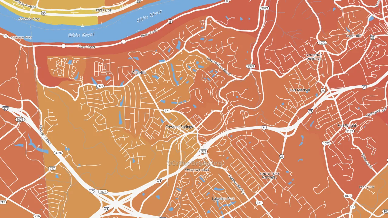 Crescent Springs, KY Map of Vehicle Theft Rates