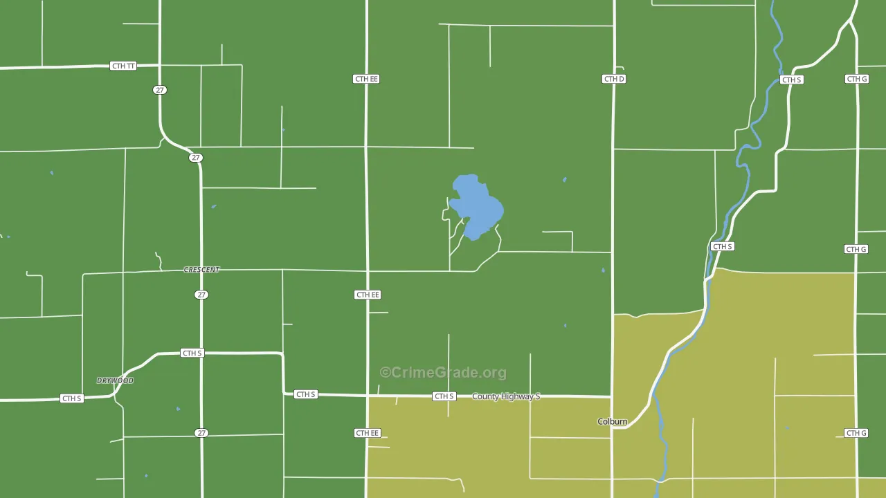 Crescent, WI Map of Vehicle Theft Rates