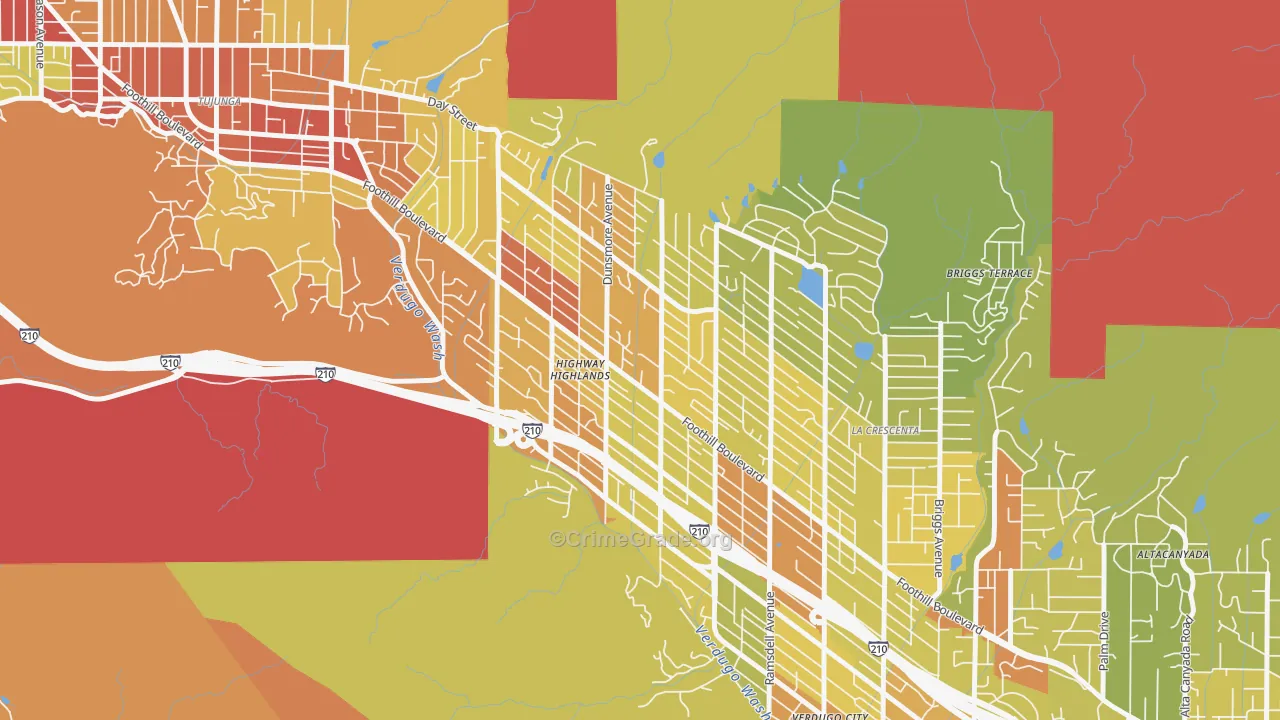 Crescenta Highlands, La Crescenta, CA Map of Vehicle Theft Rates