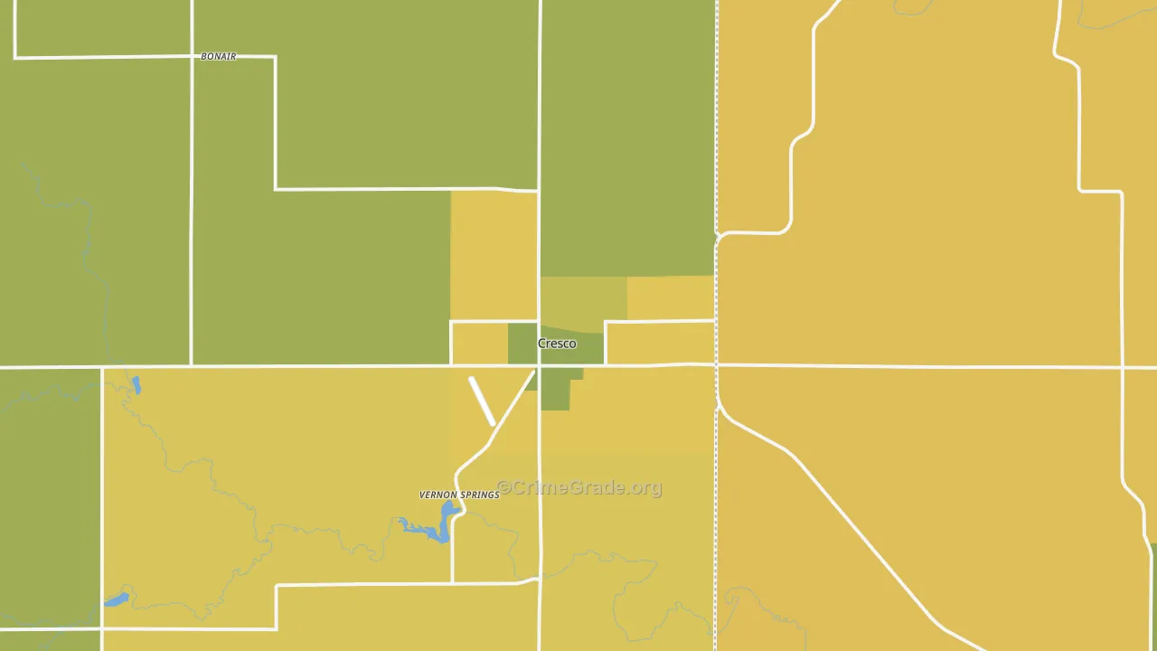 Cresco, IA Map of Vehicle Theft Rates