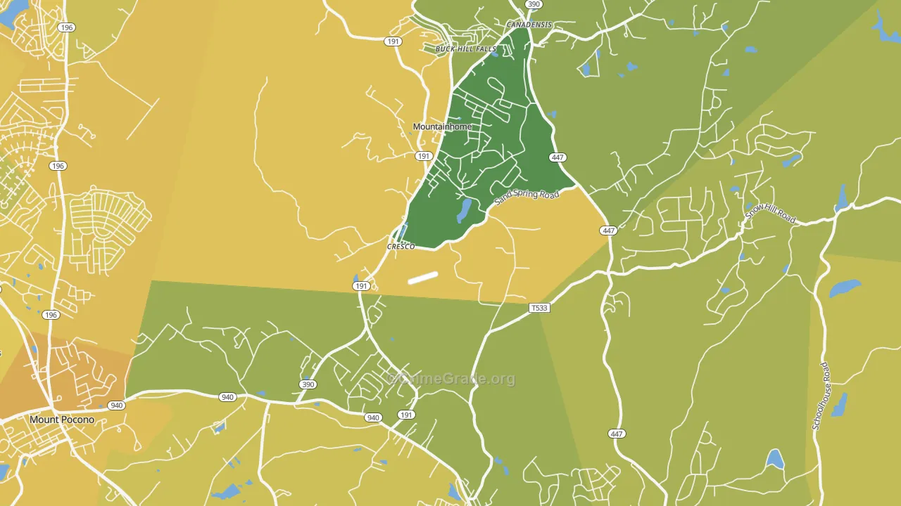 Cresco, PA Map of Vehicle Theft Rates
