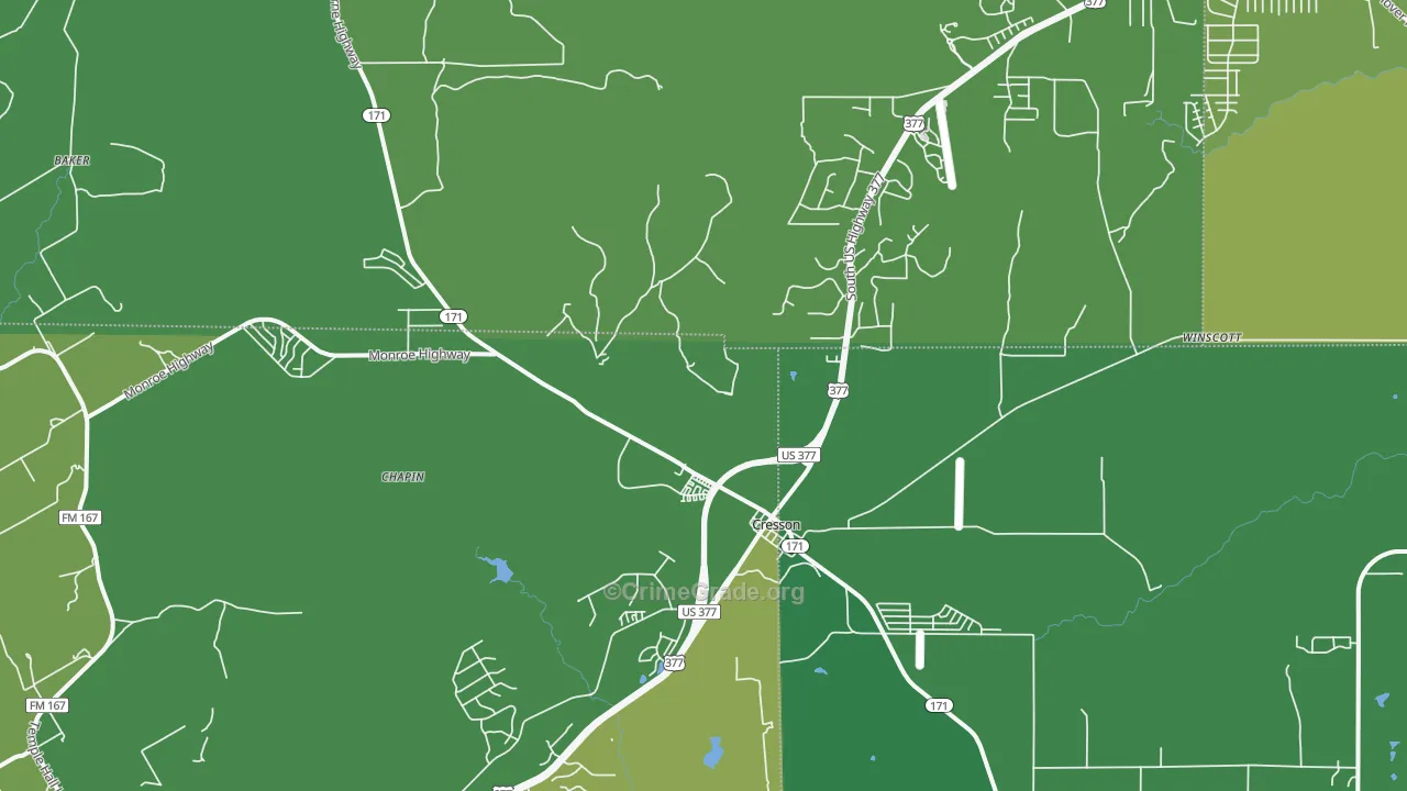 Cresson, TX Map of Vehicle Theft Rates