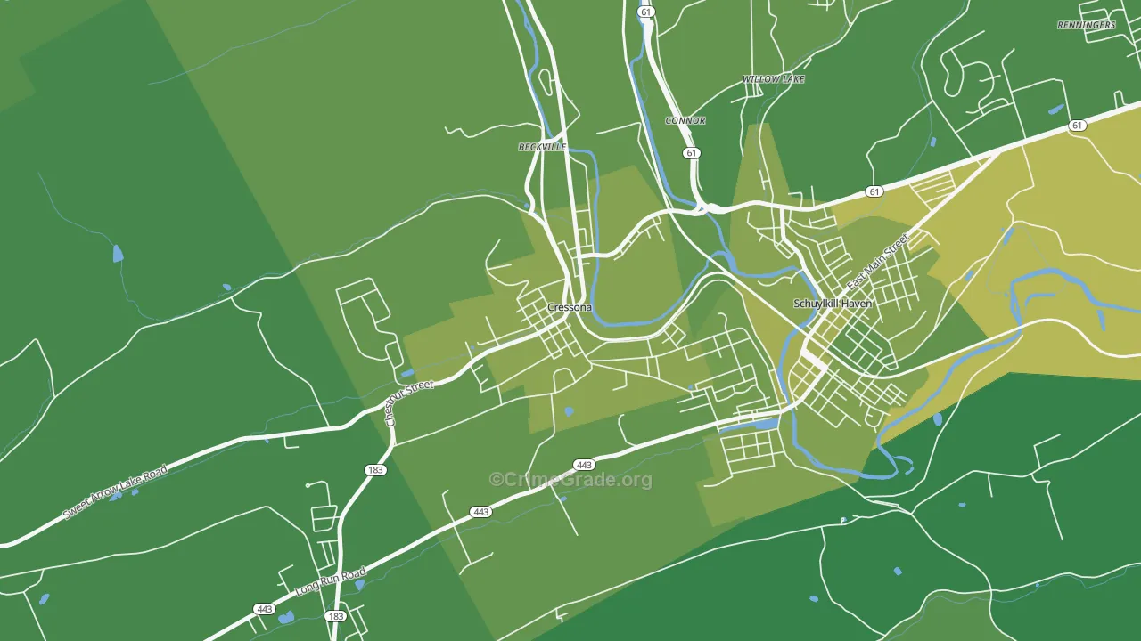 Cressona, PA Map of Vehicle Theft Rates