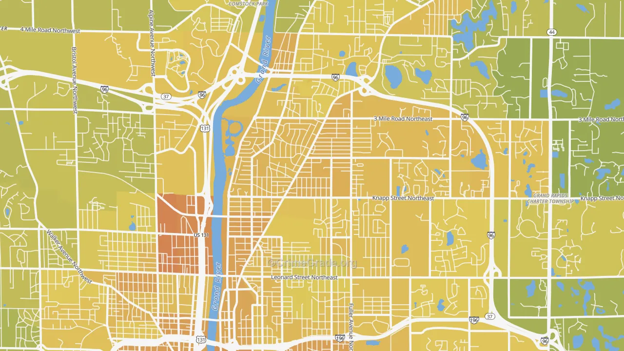 Creston, Grand Rapids, MI Map of Vehicle Theft Rates
