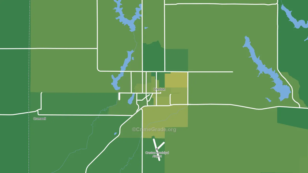 Creston, IA Map of Vehicle Theft Rates