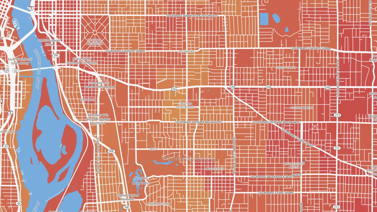 Creston-Kenilworth, Portland, OR Map of Vehicle Theft Rates