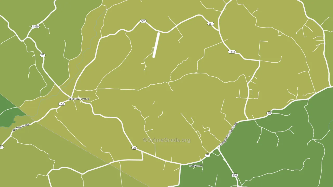 Creston, KY Map of Vehicle Theft Rates