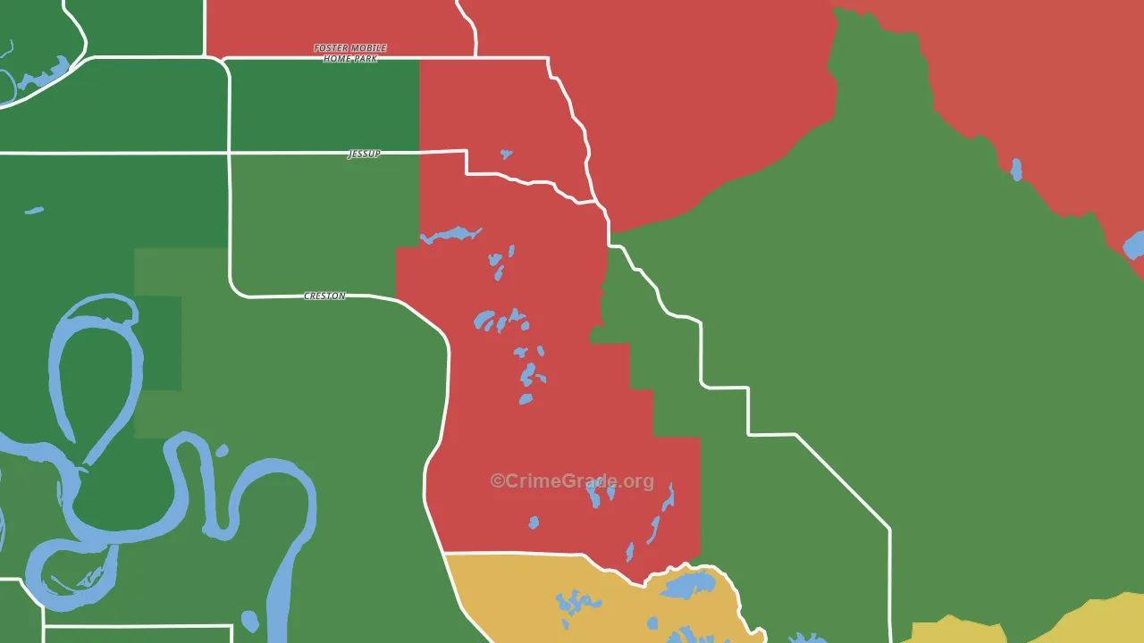 Creston, MT Map of Vehicle Theft Rates