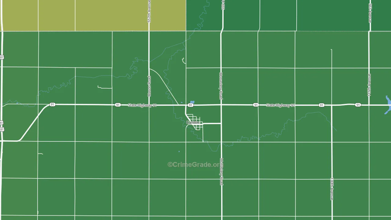 Creston, NE Map of Vehicle Theft Rates