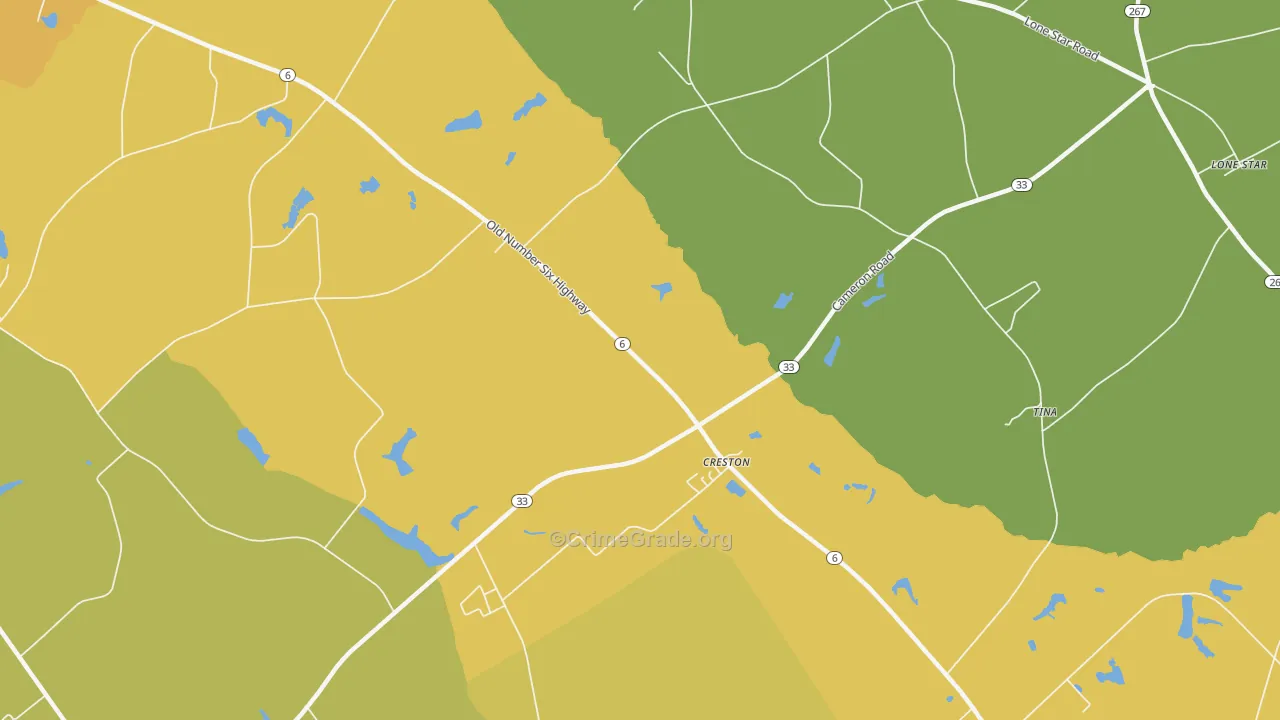 Creston, SC Map of Vehicle Theft Rates