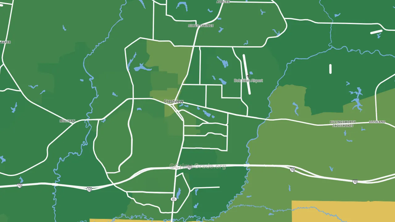 Crestview, FL Map of Vehicle Theft Rates