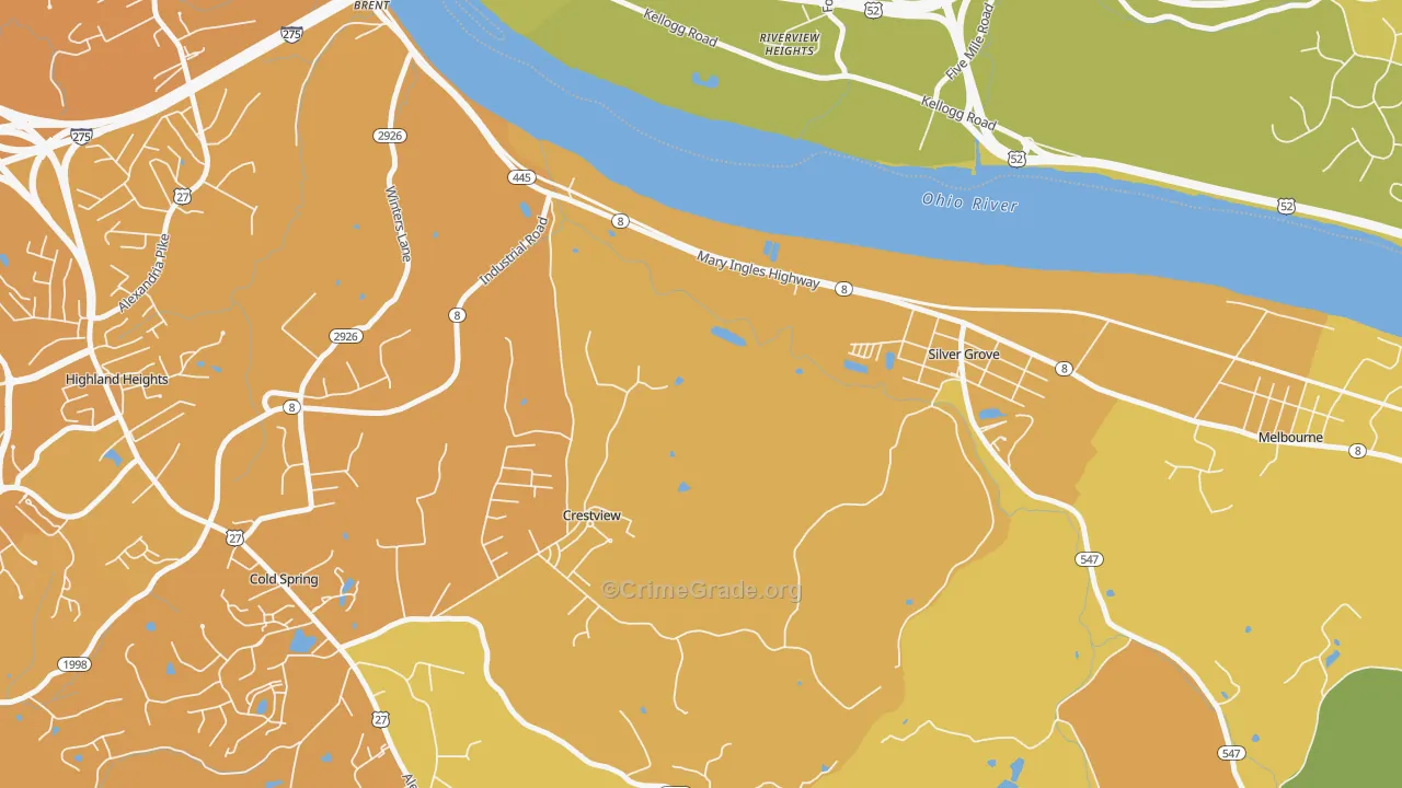 Crestview, KY Map of Vehicle Theft Rates