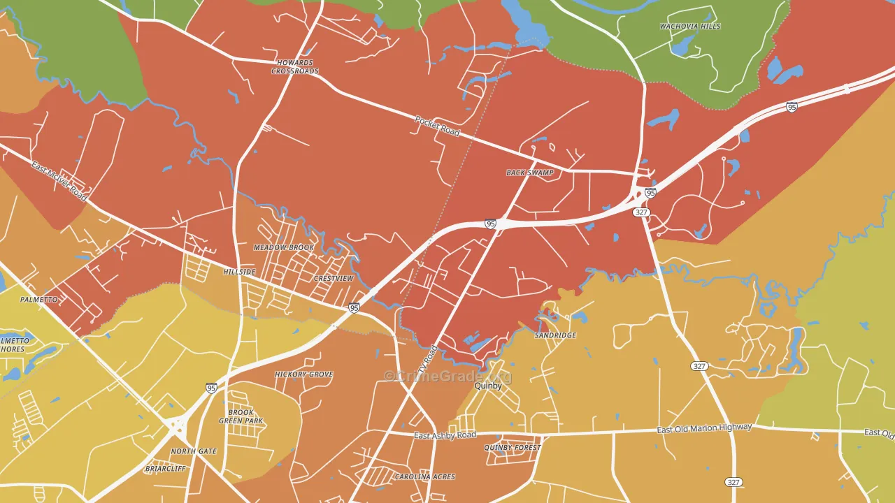 Crestview, SC Map of Vehicle Theft Rates
