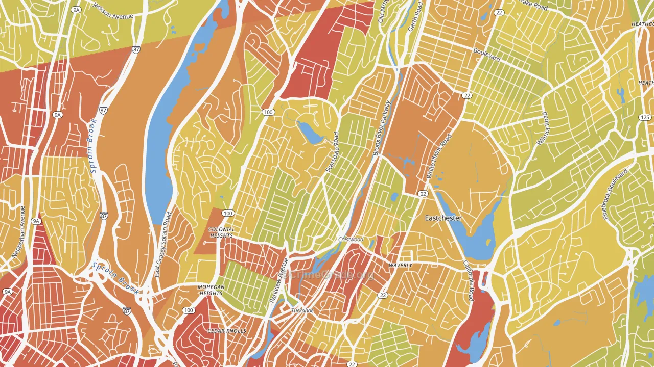 Crestwood, Tuckahoe, NY Map of Vehicle Theft Rates