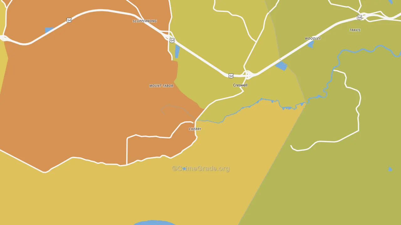 Creswell, NC Map of Vehicle Theft Rates