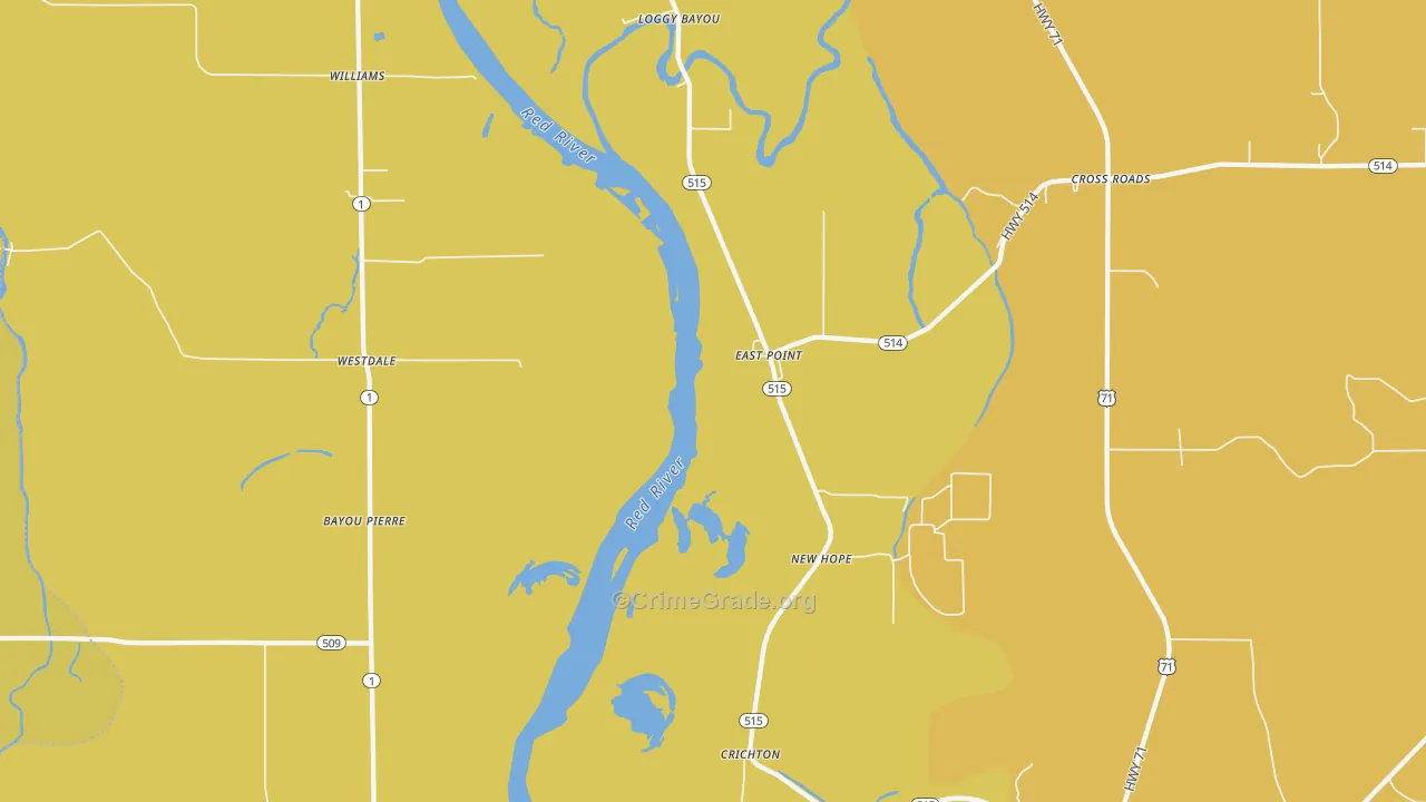 Crichton, LA Map of Vehicle Theft Rates