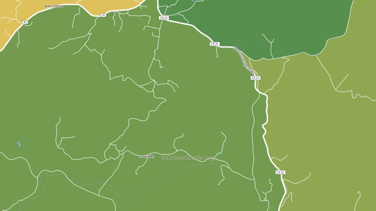 Crickmer, WV Map of Vehicle Theft Rates