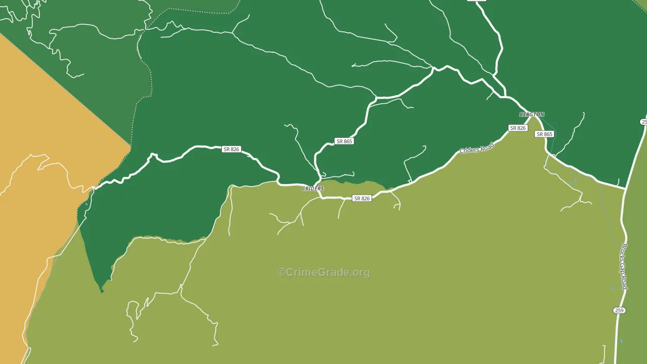 Criders, VA Map of Vehicle Theft Rates