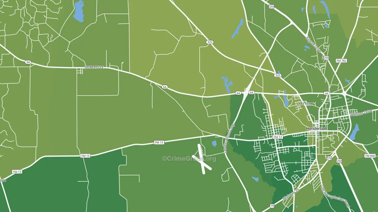 Crimcrest, TX Map of Vehicle Theft Rates