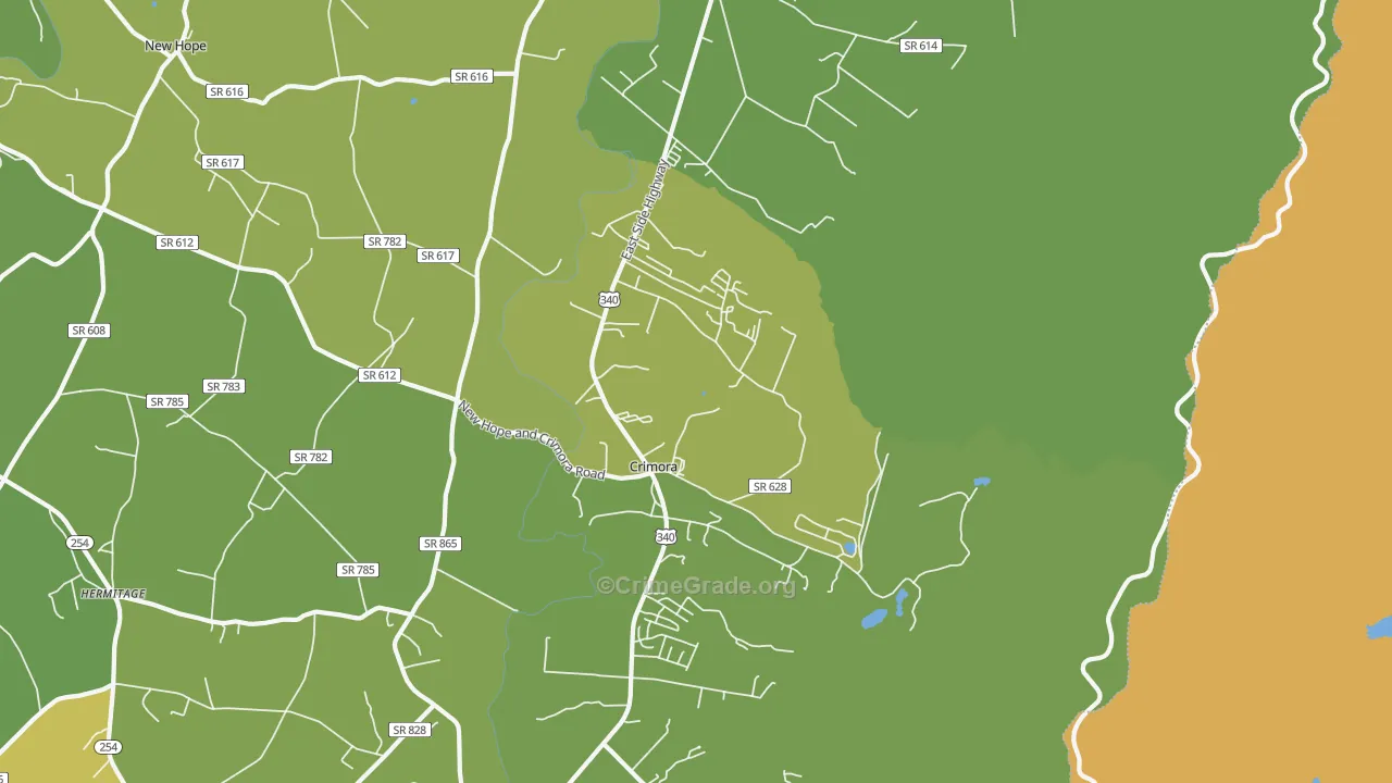 Crimora, VA Map of Vehicle Theft Rates