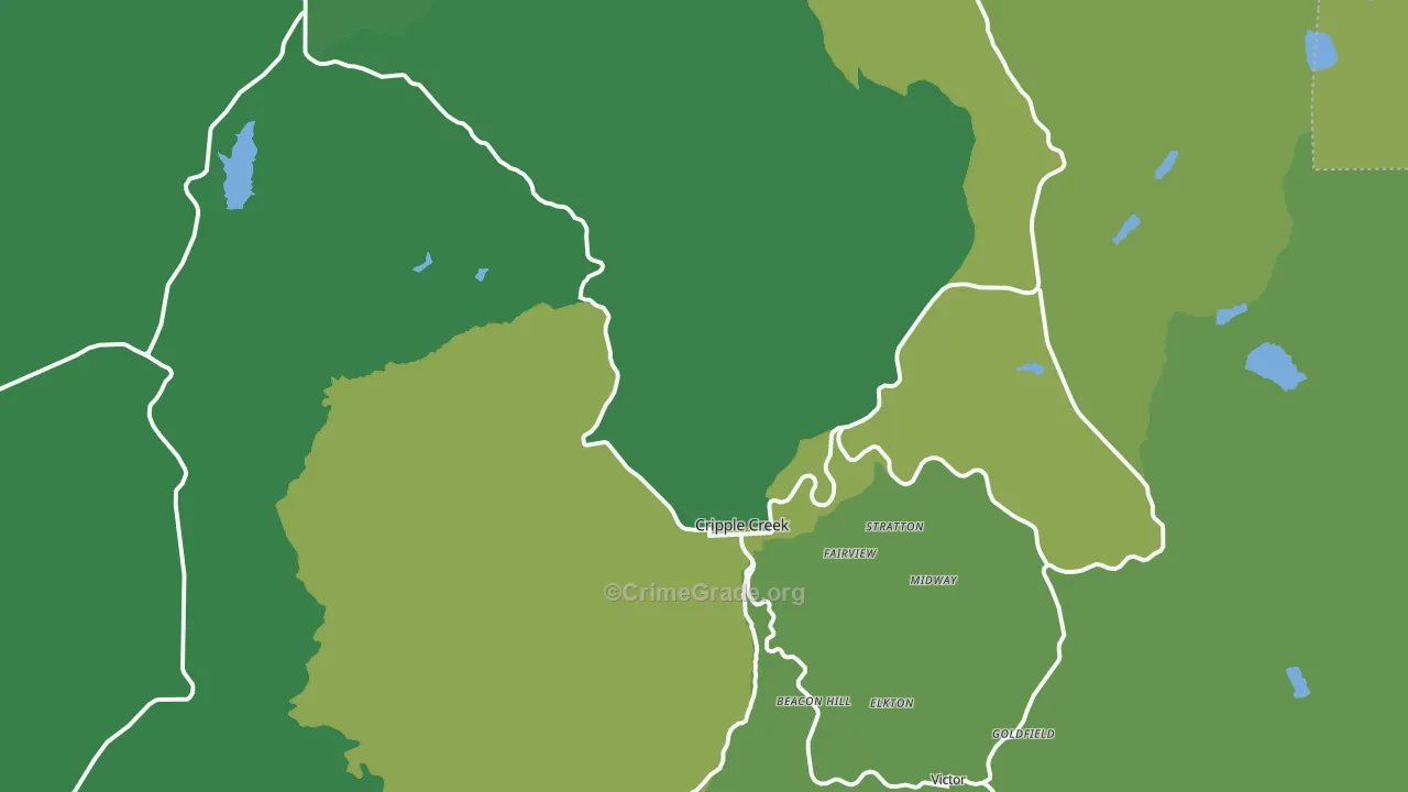 Cripple Creek, CO Map of Vehicle Theft Rates
