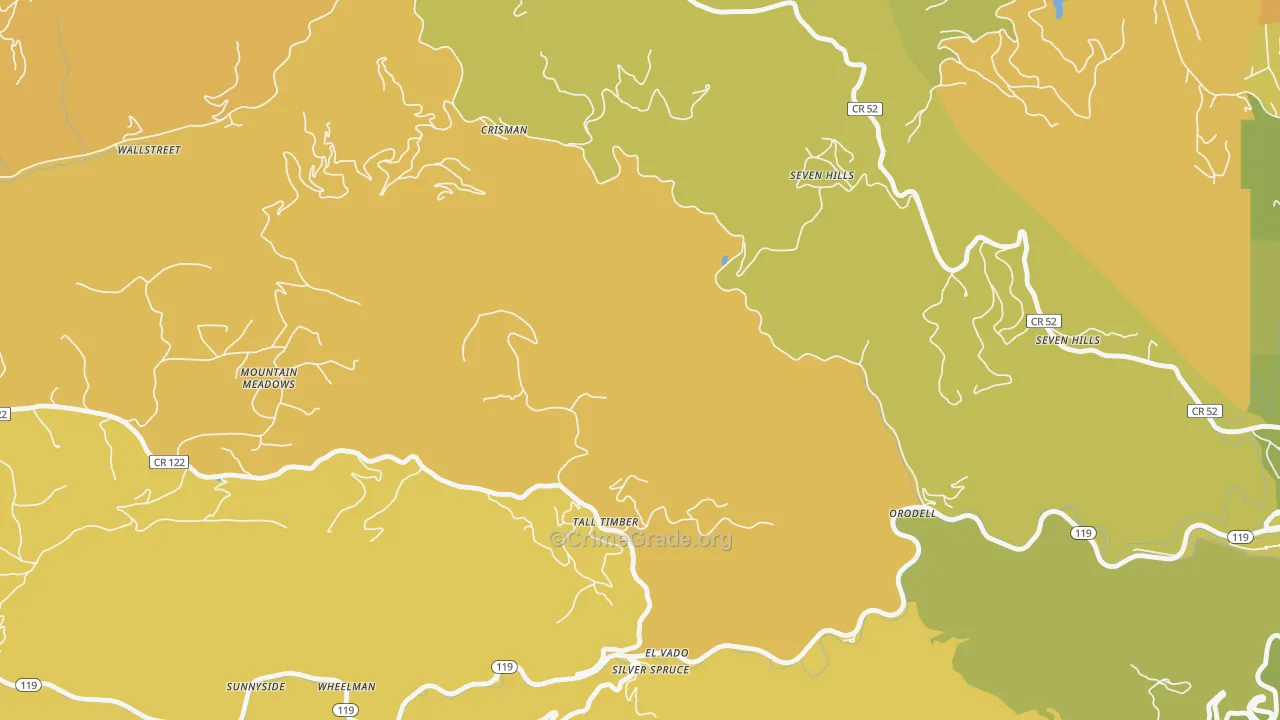 Crisman, CO Map of Vehicle Theft Rates