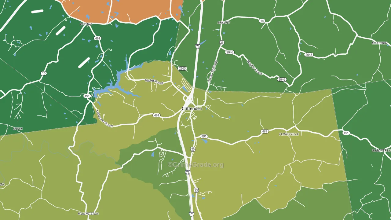 Crittenden, KY Map of Vehicle Theft Rates