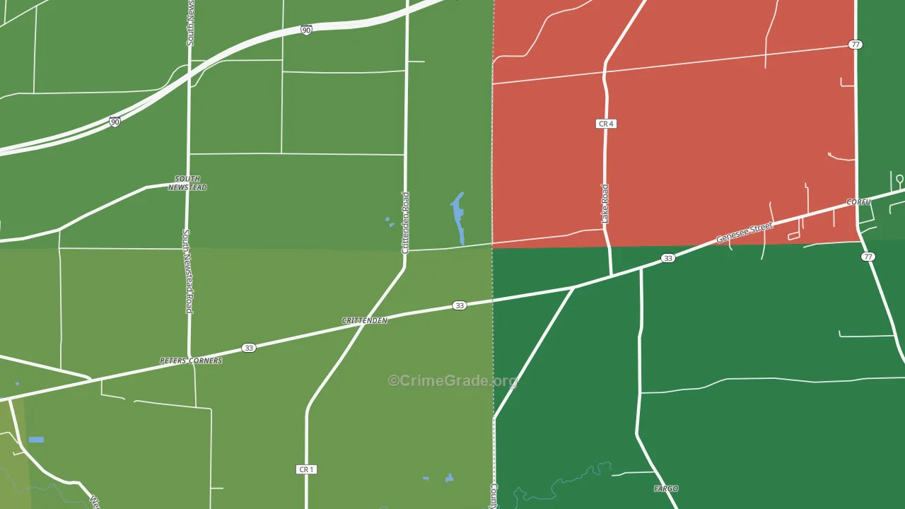 Crittenden, NY Map of Vehicle Theft Rates
