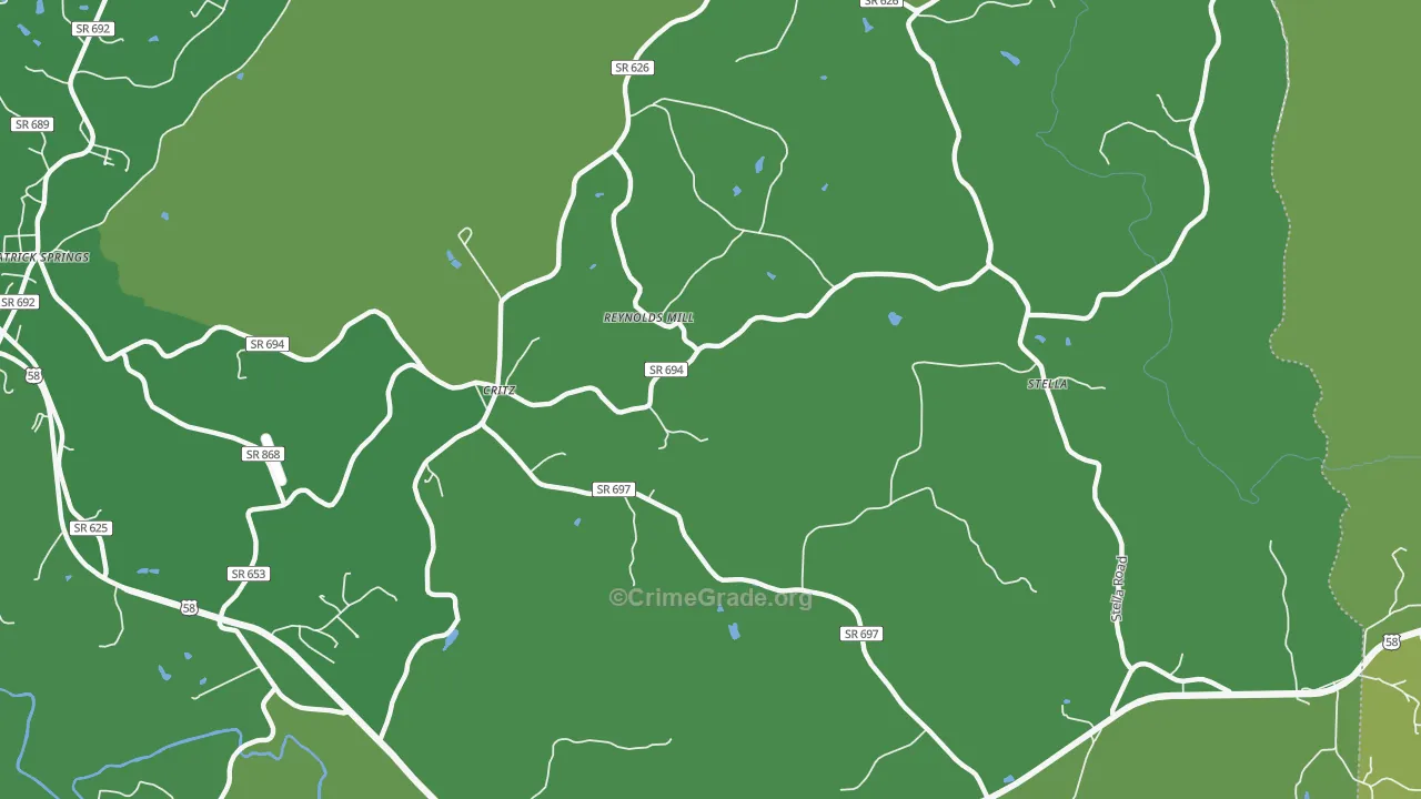 Critz, VA Map of Vehicle Theft Rates