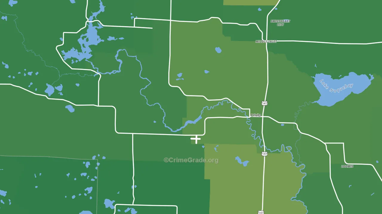 Crivitz, WI Map of Vehicle Theft Rates