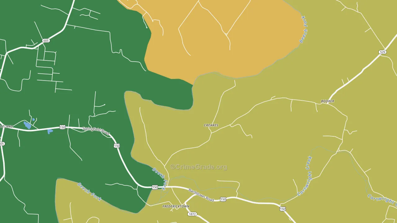 Croakes, KY Map of Vehicle Theft Rates