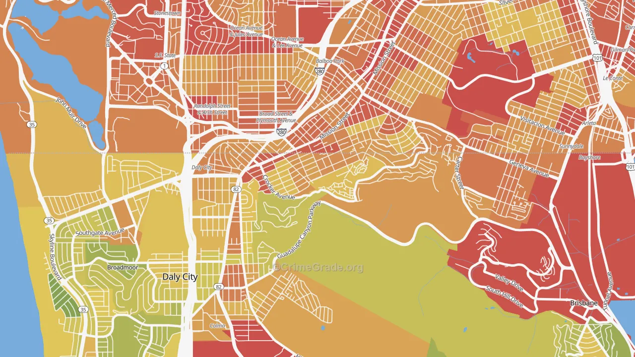 Crocker, Daly City, CA Map of Vehicle Theft Rates
