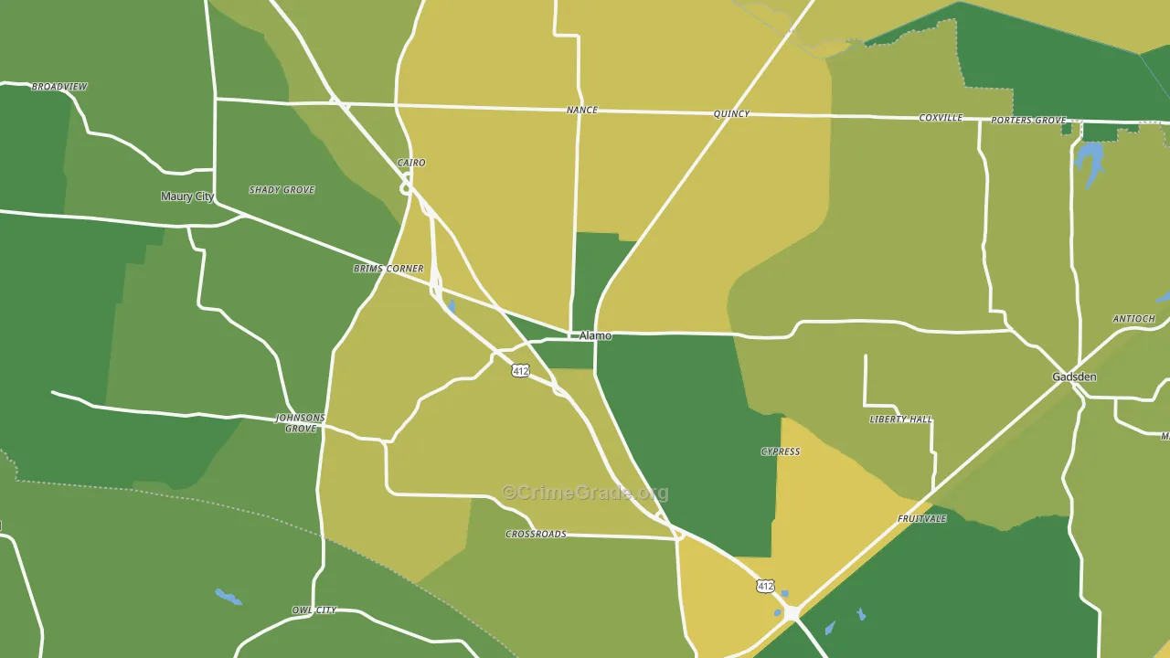 Crockett County, TN Map of Vehicle Theft Rates