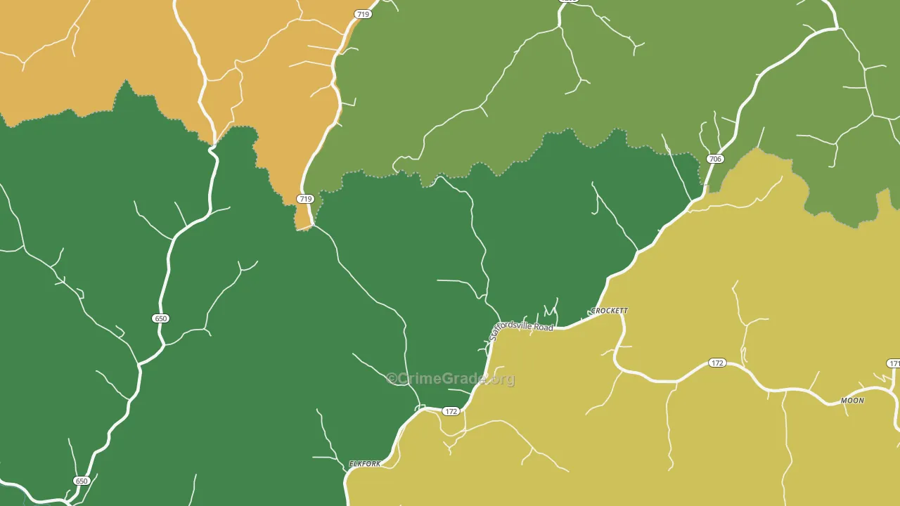 Crockett, KY Map of Vehicle Theft Rates