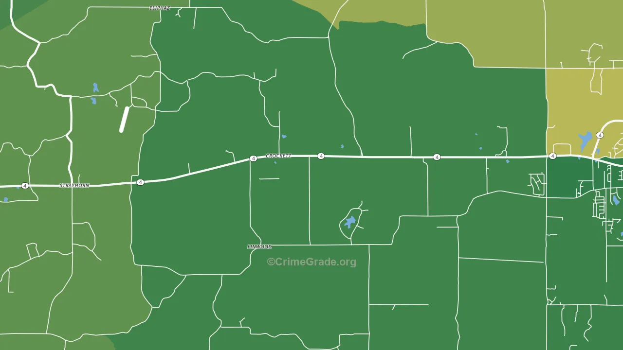 Crockett, MS Map of Vehicle Theft Rates