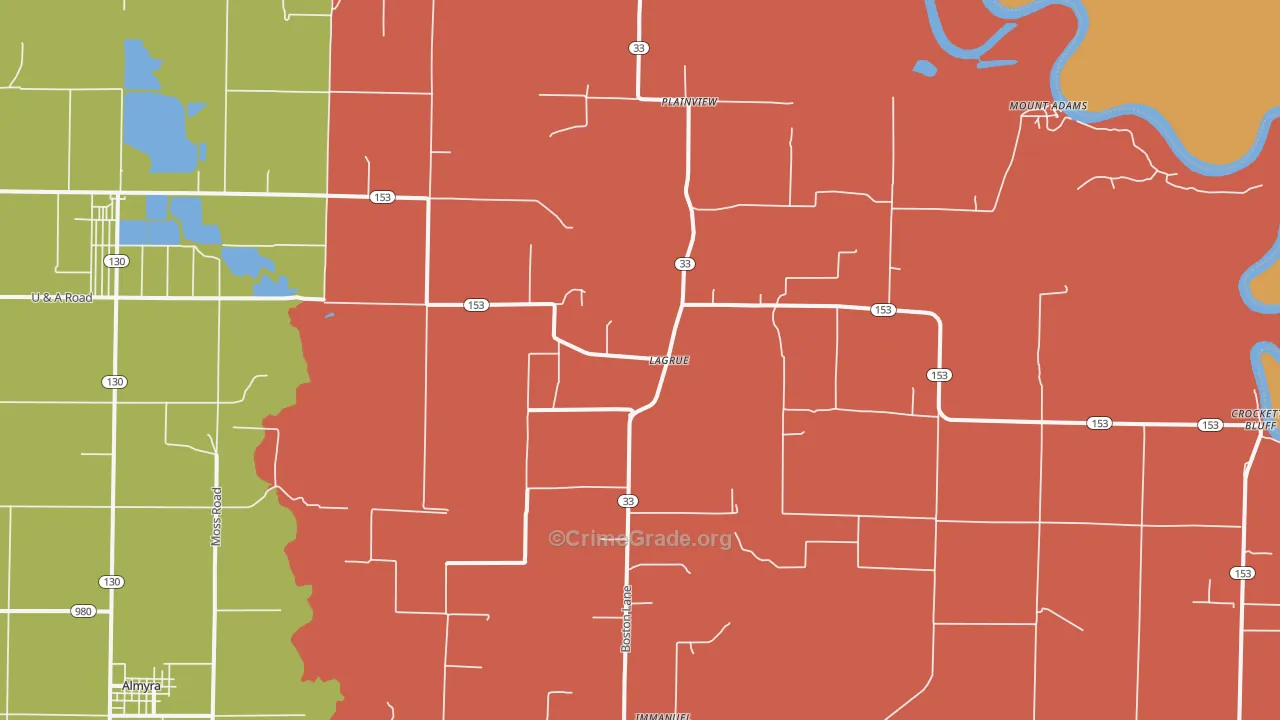 Crocketts Bluff, AR Map of Vehicle Theft Rates