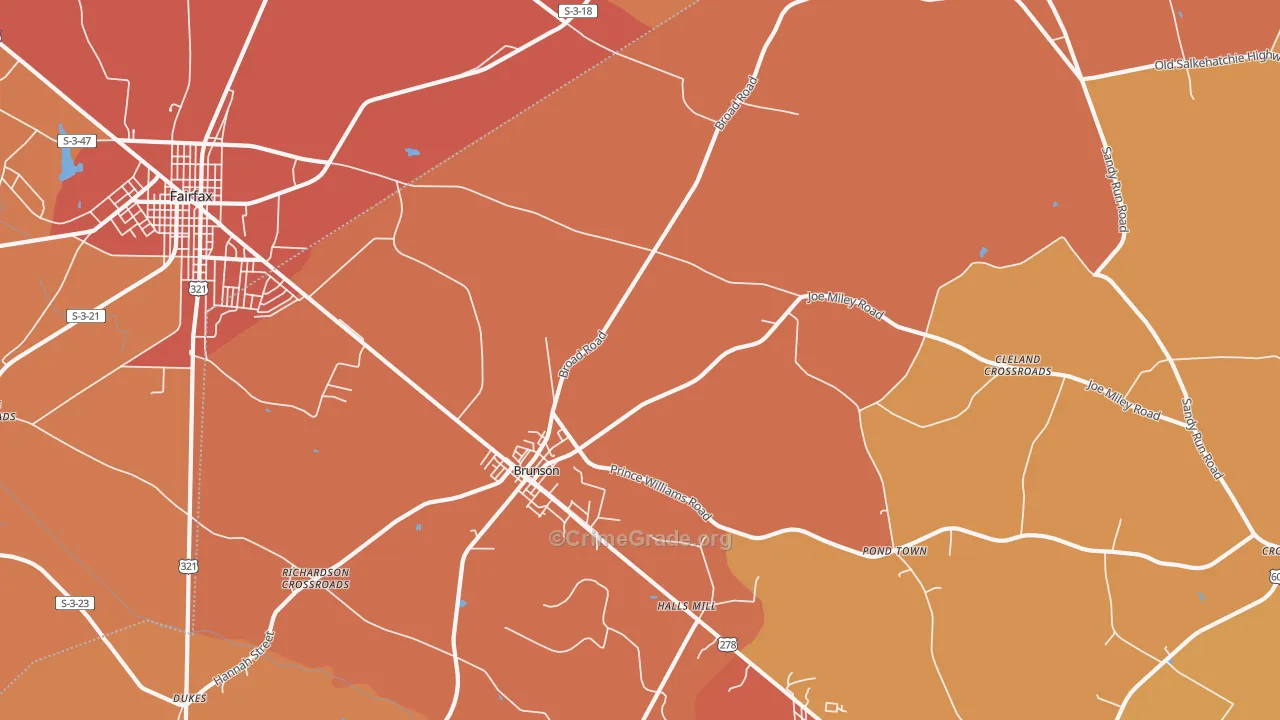 Crocketville, SC Map of Vehicle Theft Rates