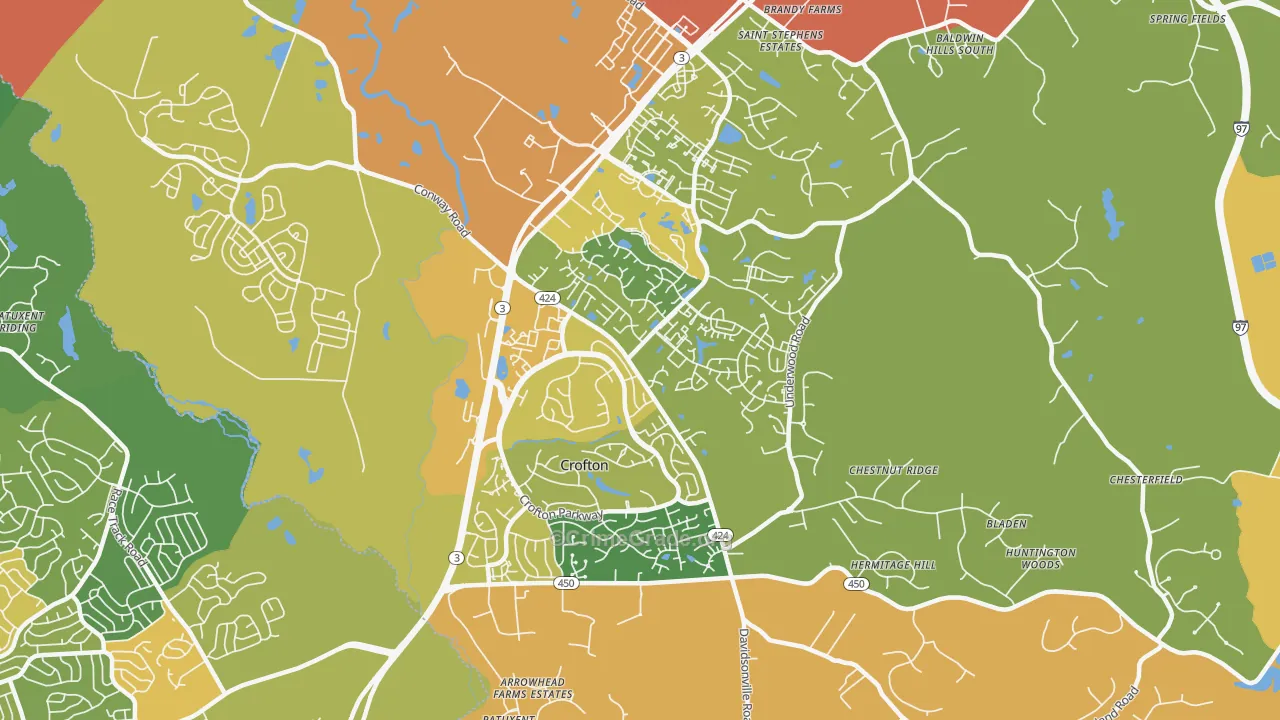 Crofton, MD Map of Vehicle Theft Rates