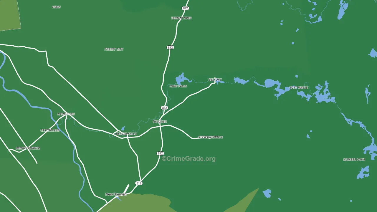 Croghan, NY Map of Vehicle Theft Rates