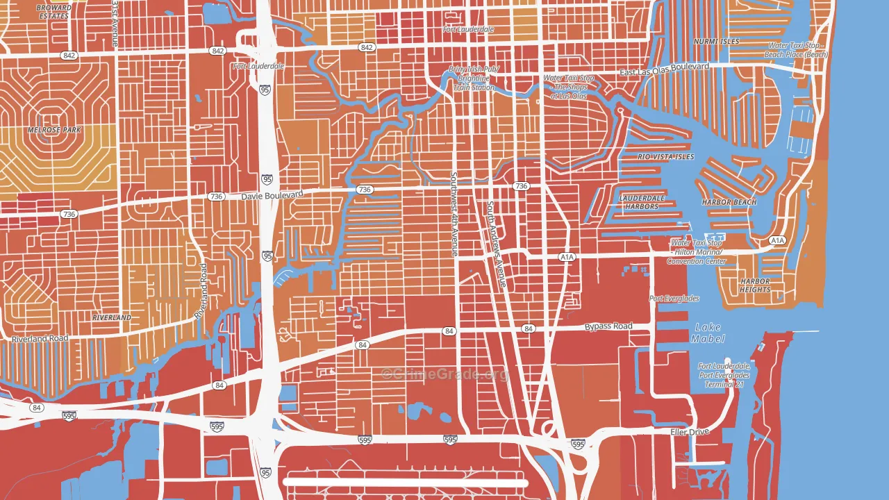 Croissant Park, Fort Lauderdale, FL Map of Vehicle Theft Rates