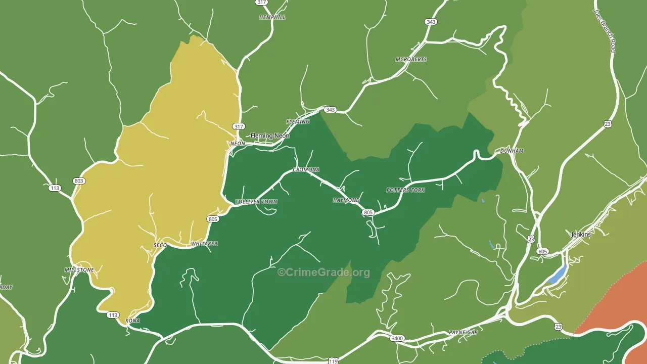 Cromona, KY Map of Vehicle Theft Rates
