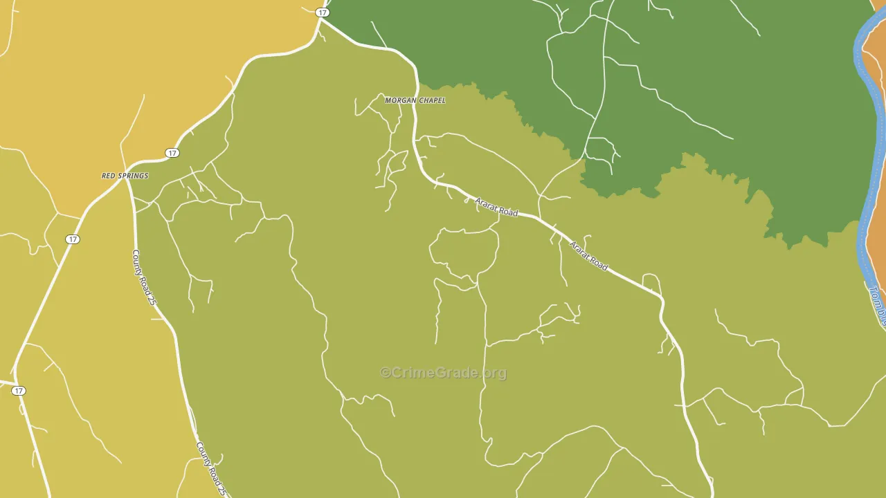 Cromwell, AL Map of Vehicle Theft Rates