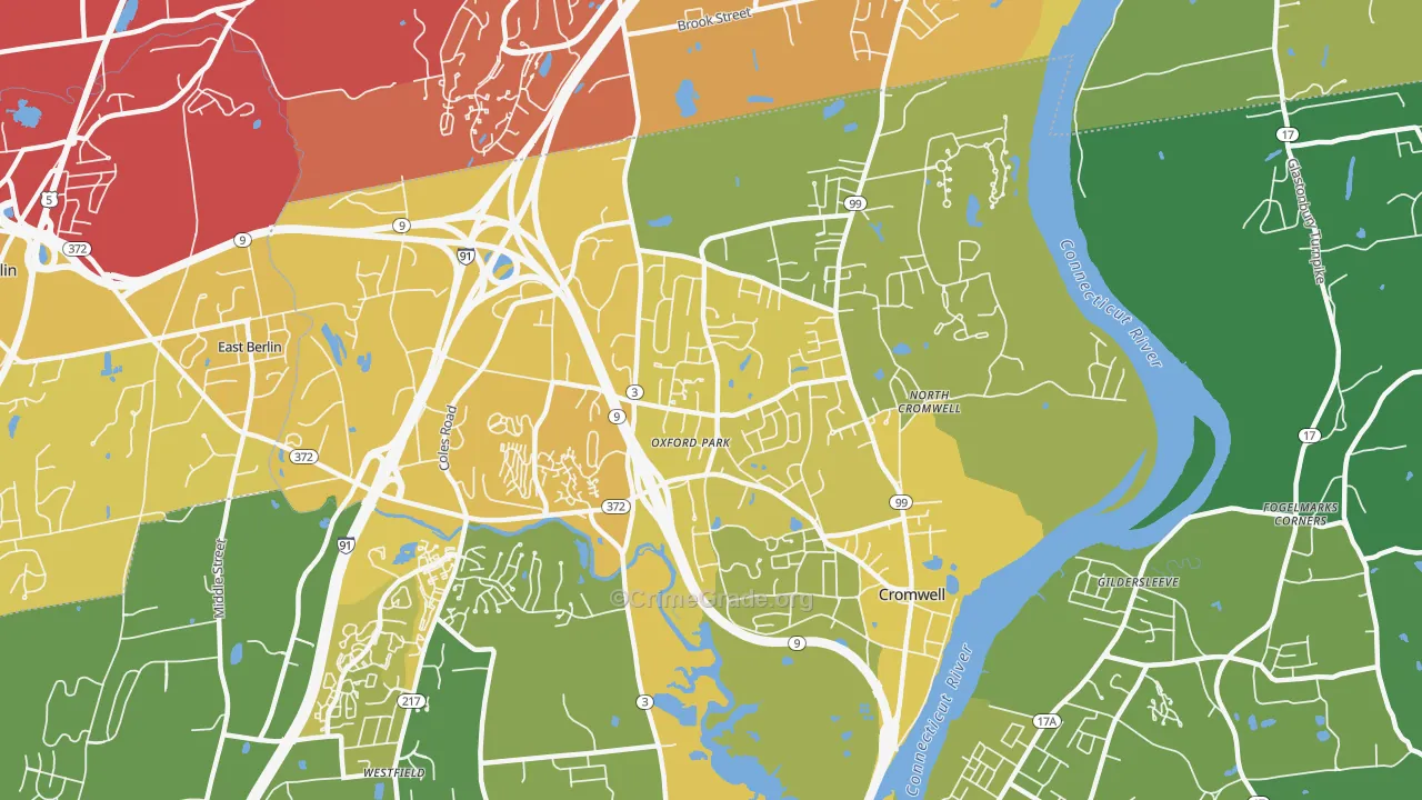 Cromwell, CT Map of Vehicle Theft Rates
