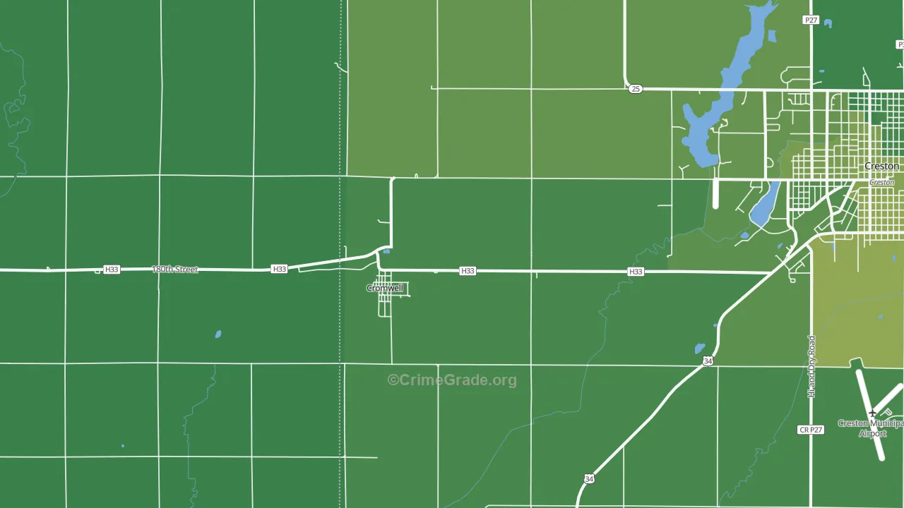 Cromwell, IA Map of Vehicle Theft Rates