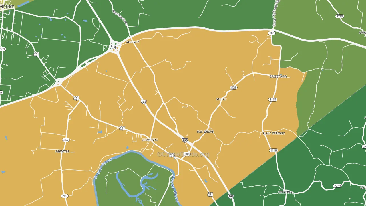 Cromwell, KY Map of Vehicle Theft Rates