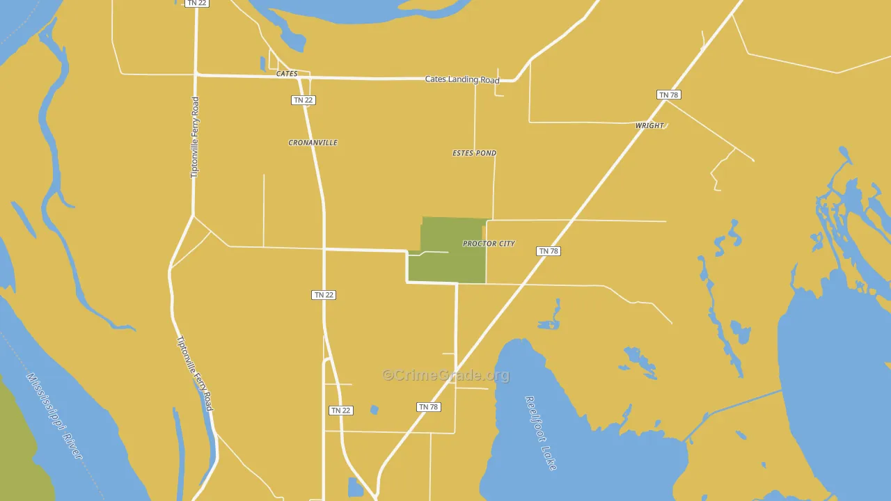 Cronanville, TN Map of Vehicle Theft Rates