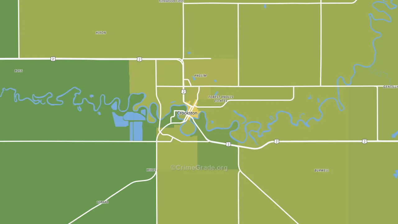 Crookston, MN Map of Vehicle Theft Rates